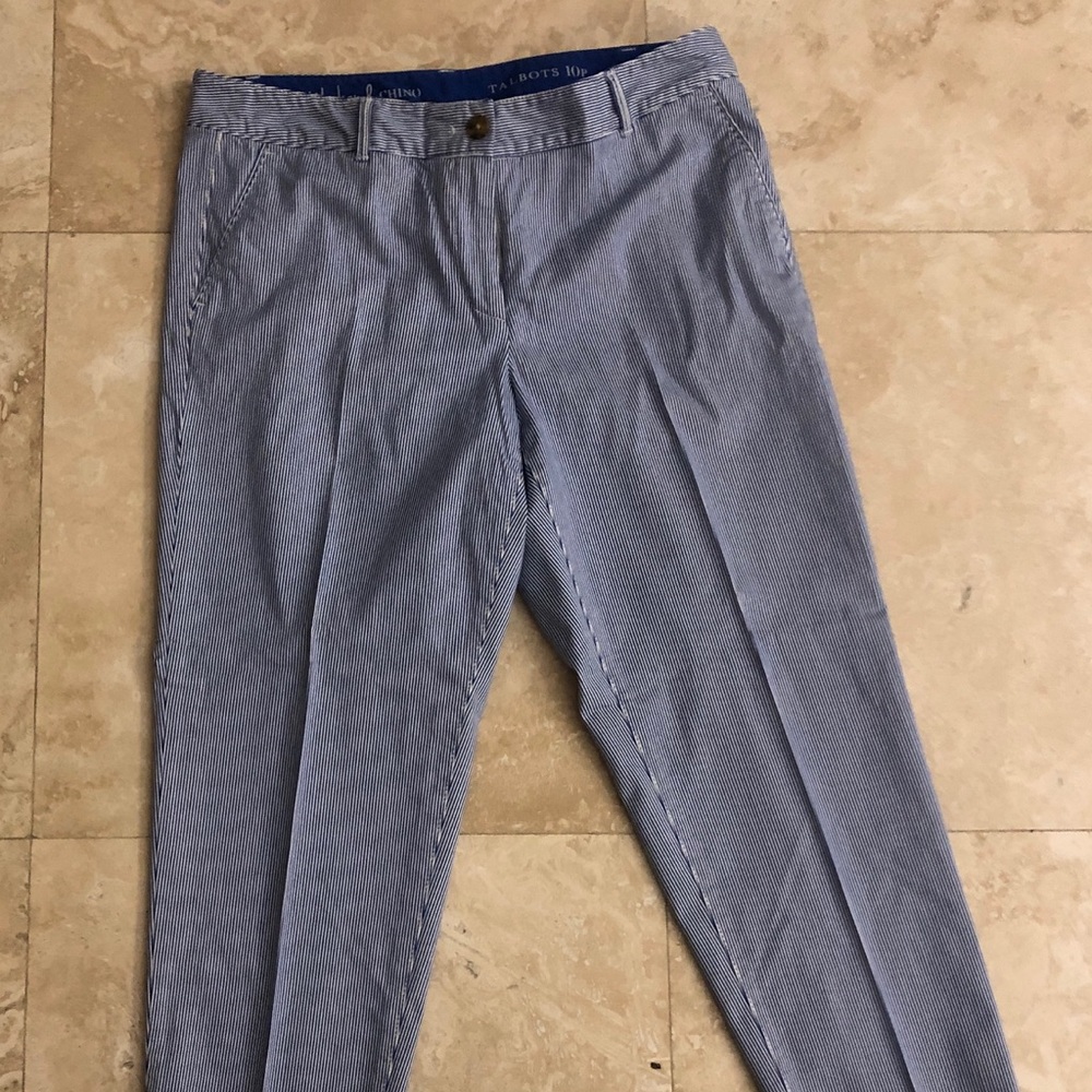 Talbots “weekend chino” blue/white pinstripe pant